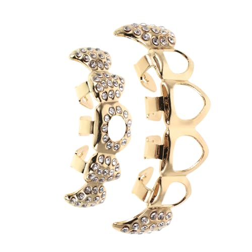 FOMIYES Vampire Zähne Grillzähne Für Cosplay Und Mottopartys Goldene Reißzähne Mit Strass-details Hip-hop Zahnschmuck Aus Komfortables Tragen Für Halloween Und Festivals von FOMIYES