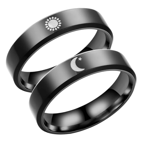 FOMIYES Versprechensringe Sonne und Mond Partner ringe Stilvolle Freundschafts Verlobungsringe Schwarzes Design für Ihn Schmuckgeschenk für Liebhaber Symbolische Partnerschaft von FOMIYES