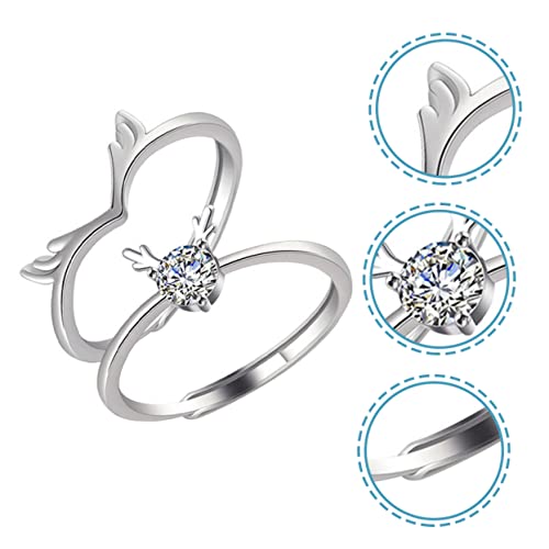 FOMIYES Verstellbare Antler Ringe Verlobungsringe Schmuck für Valentinstag Romantische Partner Ringe Öffnung Design für Damen Herren von FOMIYES