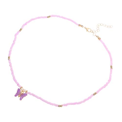 FOMIYES Perlenkette Mit Schmetterlingsanhänger Für Damen Reisperlenkette Verstellbar Bunte Halskette Für Sommer Partyschmuck Für Frauen von FOMIYES
