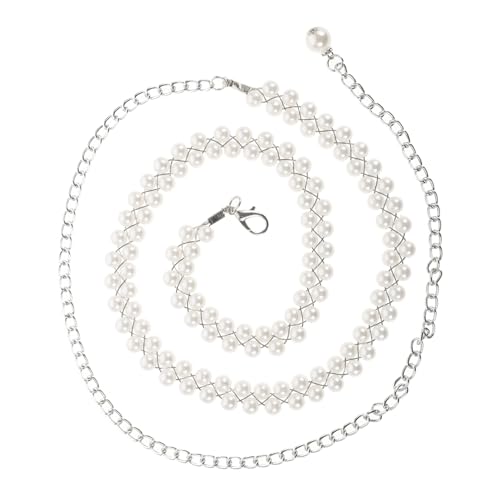 FOMIYES Verstellbare Damen Taillenkette mit Imitationsperlen Metall Body Chain für Kleider Boho Bauchkette für Strandparty und Alltag Schmückender Hüftgürtel mit Hakenschnalle von FOMIYES