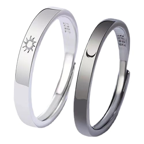 FOMIYES Verstellbare Partner Ringe Mond Elegantes Schmuckset und Ihn Verstellbare Versprechen Ringe mit Mond und Stern Design zum Jahrestag von FOMIYES