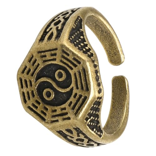 FOMIYES Verstellbarer Chinesischer Taoismus Ring Symbol Design Vintage Ästhetik Herren Damen Offener Band Schmuck Geschenk von FOMIYES