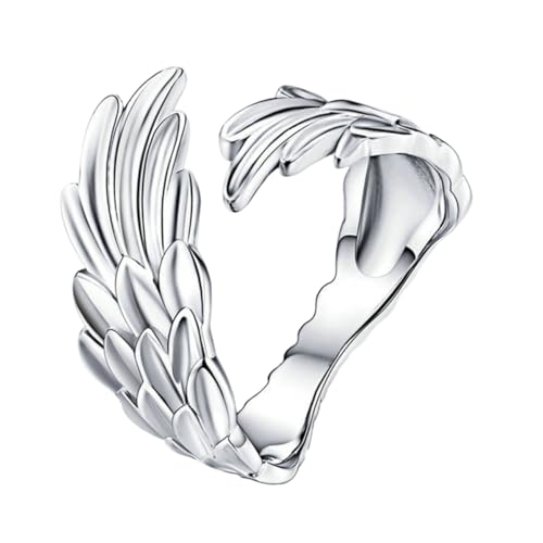 FOMIYES Verstellbarer Damenring aus Sterling Silber mit Elegantem Flügel design Offener Federform Schmuckaccessoire für Stilvolle Auftritte und Besondere Anlässe von FOMIYES