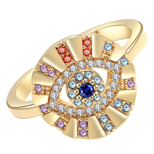 FOMIYES Verstellbarer Damenring mit Bösem Auge Modischer Offener Fingerring Langlebiges Schmuckaccessoire für Festivals und Alltag Eleganter Goldfarbener Emaille Ring von FOMIYES