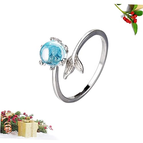 FOMIYES Verstellbarer Damenring mit Meerjungfrauenschwanz Design Eleganter Offener Zirkonring Weißgold Modischer Fingerring Schmuck für Frauen und Mädchen zu Besonderen Anlässen von FOMIYES
