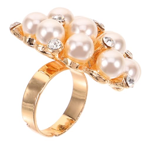 FOMIYES Verstellbarer Damenring mit Offener Ringschiene und Eleganten Perlen Modischer Schmuck für Alltag Party und Hochzeit Langlebiges Legierungsmaterial Stilvolle Fingerdekoration von FOMIYES