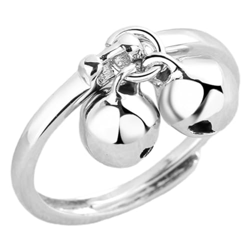 FOMIYES Verstellbarer Doppelglockenring für Damen Offener Ring Süßem Design als Schmuckgeschenk Langlebig und Vielseitig Kombinierbar von FOMIYES