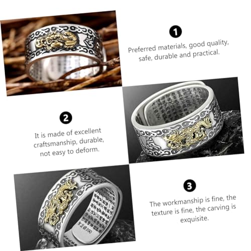 FOMIYES Verstellbarer Herrenring Robustem Legierungsmetall Einzigartiges Feng Shui Design mit Öffnendem Antikem Stil Fördert Glück und Wohlstand Geeignet für Alltag und Besondere Anlässe von FOMIYES