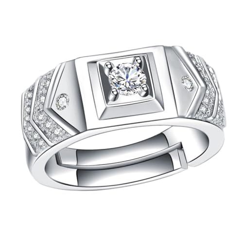 FOMIYES Verstellbarer Herrenring mit Kupfer und Weißen Strasssteinen Modischer Vintage Couple Finger Ring Eleganter Schmuck für Hochzeit Party Valentinstag und Alltag von FOMIYES