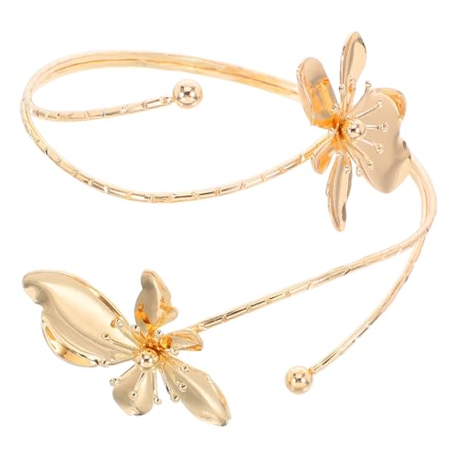 FOMIYES Verstellbarer Metallblumen Armreif Damen Offener Oberarm Manschette Schmuck Elegant Stilvoll Für Alltag Party Hochzeit von FOMIYES