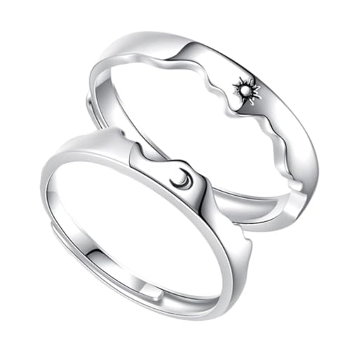 FOMIYES Verstellbarer Offener und Mondring für Geschnitztes Design Unisex Verlobungsring Stilvoller Partnerschmuck für Freund und Freundin Romantisches von FOMIYES