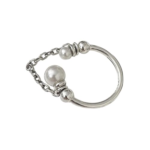 FOMIYES Verstellbarer Perlenring Damen Offener Ring mit Feiner Perlenkette Eleganter Schmuck Leicht und Strapazierfähig als und Alltagsschmuck von FOMIYES