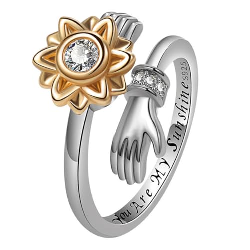 FOMIYES Verstellbarer Sonnenblumenring aus Drehbarer Hug Ring für Damen Einstellbarer Schmuck für Besondere Anlässe für Enkelinnen von FOMIYES