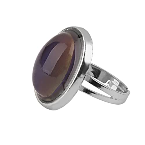 FOMIYES Verstellbarer Stimmungsring Silber Ovaler Farbwechselring für Damen und Herren Handgefertigt Romantisches Anpassbar für Finger Funkelndes Design von FOMIYES