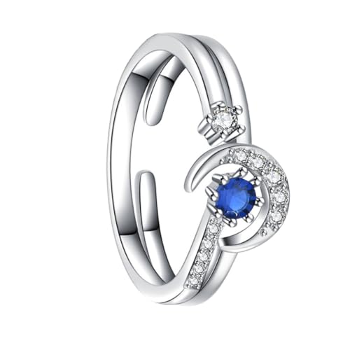 FOMIYES Verstellbarer Two in One Stern Mond Fingerring Damenring Chic Schmuck für Geburtstag Hochzeit von FOMIYES