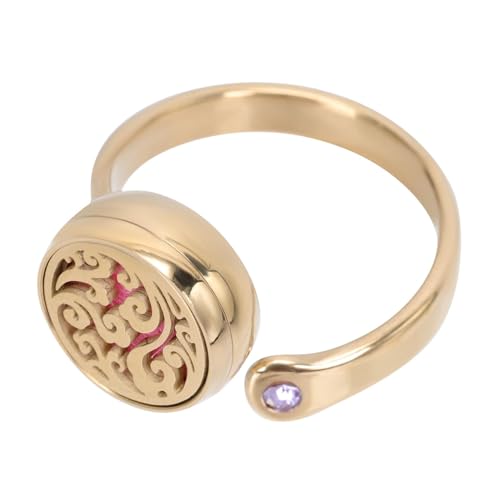 FOMIYES Verstellbarer Vintage Damenring Gold mit Poker Muster Modisches Fingeraccessoire Aromatherapie Duftöl Ring Komfortabel und Langlebig von FOMIYES