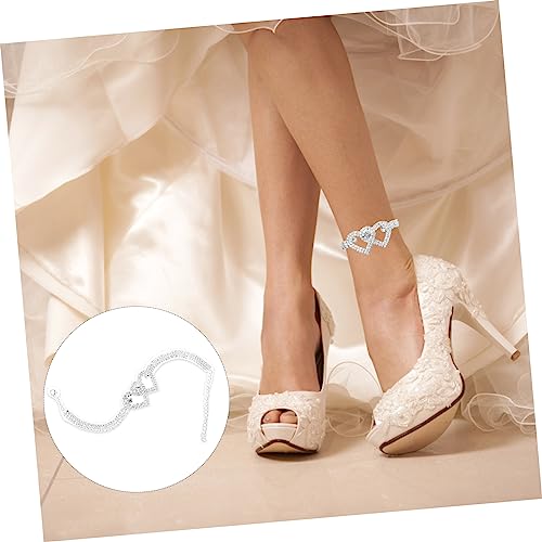 FOMIYES Verstellbares Fußkettchen mit Kristallherz Funkelnde Strass Dekoration Silberne Fußkette Geeignet für Strand Alltag und Damen Jeden Alters von FOMIYES