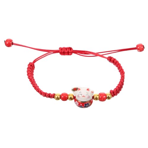 FOMIYES Verstellbares Geflochtenes Cord Armband mit Handgewebtem Glückskatze Anhänger Langlebiges Rotes Schnurarmband Einstellbar für Damen und Herren Traditioneller Schmuck Fürs Ganze von FOMIYES