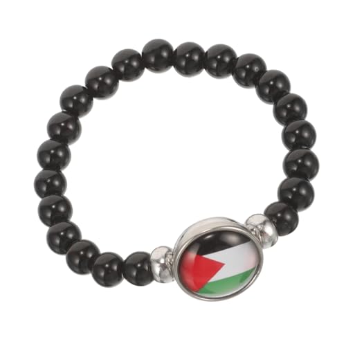 FOMIYES Verstellbares Palästina Flaggen Armband Patriotisches Unisex Wrist Bracelet mit Schwarzen Perlen Modisches Schmuckstück zur Unterstützung und Symbolischer Verbundenheit von FOMIYES