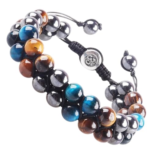 FOMIYES Verstellbares Tigerauge Stein Armband Naturstein Perlen Yoga Schmuck für Herren Damen Geschenkidee Stress Relief Meditationsarmband von FOMIYES