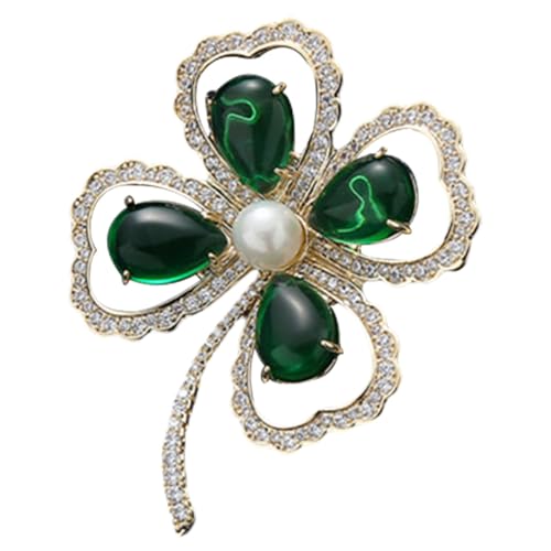 FOMIYES Vierblättrige Kleeblatt Brosche mit Funkelnden Strasssteinen Verarbeitung Vielseitiges Accessoire für Kleidung Schals Taschen für Festivals und Partys von FOMIYES