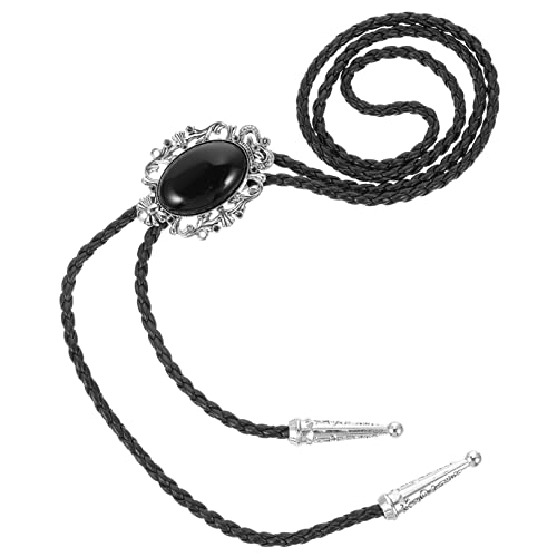 FOMIYES Vintage Bolo Tie Halskette mit Schwarzem Achat Anhänger Western Cowboy Stil Langlebige Kordel Unisex Halskette für Hemden und Anzüge für Partys und Alltag von FOMIYES