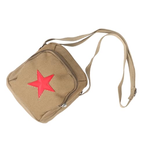 FOMIYES Vintage Canvas Crossbody Umhängetasche mit Stern Leichte Schultertasche im Retro Stil Komfortabel und Langlebig Passend für Damen und Herren Stilvolle Messenger Bag in Khaki von FOMIYES