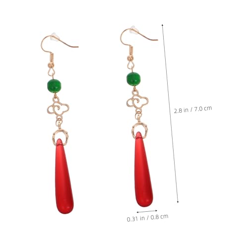 FOMIYES Vintage Chinesische Ohrringe mit Roten Edelstein Tropfen Leichter Dangle Schmuck Traditionelle Wolkenmuster Ohrhänger für Damen Vielseitig für Alltag Party Cosplay und von FOMIYES