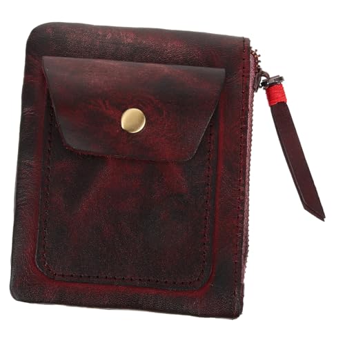 FOMIYES Vintage Echtes Echtmaterial Münzbeutel Klein Geldbörse mit Reißverschluss Multifunktional für Münzen Karten Ohrhörer Kompakt Tragbar für Alltag Schule Shopping Arbeit von FOMIYES