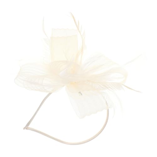 FOMIYES Vintage Haarschmuck Damen Eleganter Fascinator mit Netzstoff Headband für Banquet Teeparty Haaraccessoire Cremeweiß Stylisches Damen Headpiece für Besondere Anlässe von FOMIYES
