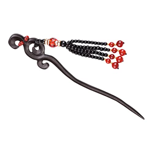FOMIYES Vintage Haarschmuck Damen Retro Sandelholz Haarnadel mit Fransen Elegantes Up do Haarornament für Hochzeit und Alltag Geeignet von FOMIYES