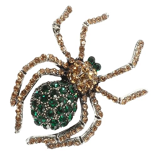 FOMIYES Vintage Halloween Spinnenbrosche mit Grünen Strasssteinen Dekorative Anstecknadel für Taschen und Hüte Modisches Accessoire für Damen und Einzigartiger Schmuck von FOMIYES