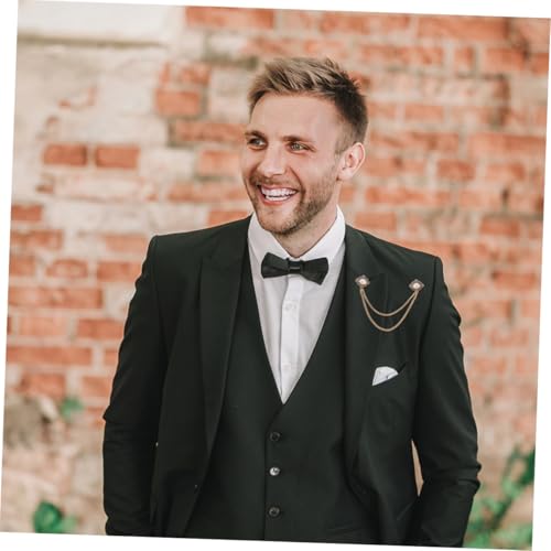 FOMIYES Vintage Herren Brosche mit Kette und Eleganter Imitation Perle Dekorative Anstecknadel im Retro Stil für Sakko Pullover Schal und Rucksack Modisches Accessoire für Vielseitige von FOMIYES