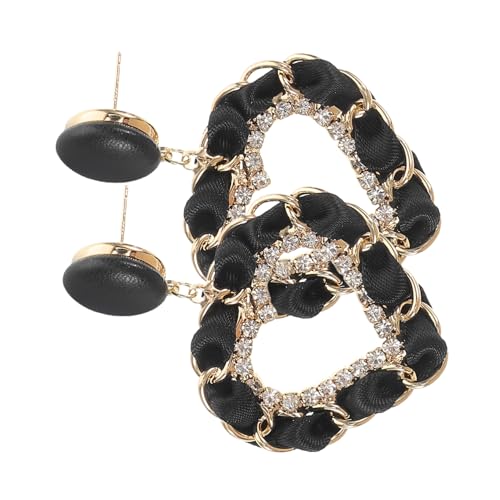 FOMIYES Herz-ohrhänger Aus Kunstleder Mit Strass Hohl Für Damen Mädchen Partys Alltag Valentinstag Retro-design Nadeln von FOMIYES