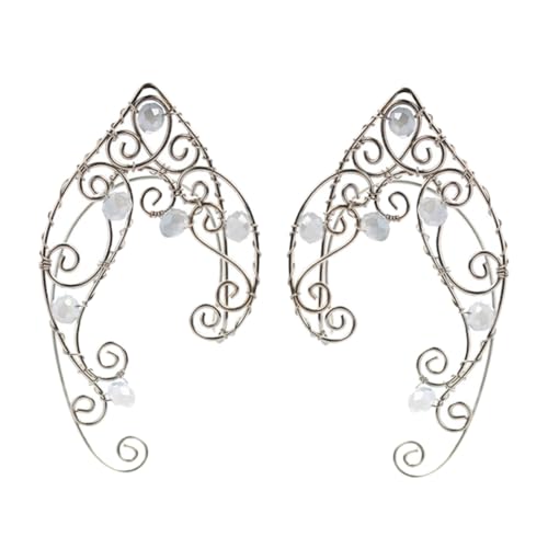 FOMIYES Vintage Ohrclips für Damen Handgefertigt aus Hautfreundlichem Kupfer für Gepiercte und Ungepiercte Ohren Eleganter Perlen schmuck für Karneval Cosplay Hochzeit und Festival von FOMIYES