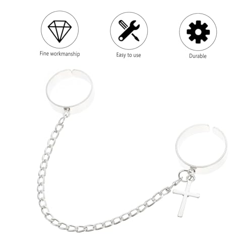 FOMIYES Vintage Punk Knuckle Ring Set mit Kettenverbindung Stylische Fingerkette Eisen Gothic Schmuck für Festival Party und Alltagslook Auffälliges Design Verstellbare von FOMIYES