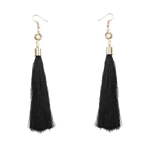 FOMIYES Vintage Quasten Ohrringe Damen Baumelnd Schwarz Elegant Literarisch Schmuck von FOMIYES