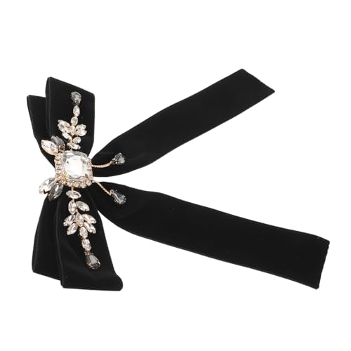 FOMIYES Vintage Satin Schleifenbrosche mit Funkelnden Strasssteinen Klassische Französisch-britische Stil-brosche in Schwarz Strapazierfähiges Material für Abendkleider Blusen und von FOMIYES