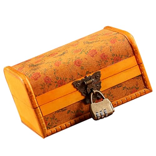 FOMIYES Vintage Schmuckbox aus Holz mit Schloss Eleganter Schmuckaufbewahrungsorganizer für Ringe Halsketten und Ohrringe Kompakte Holzbox für Dresser und Regal Geschenkidee für Damen von FOMIYES