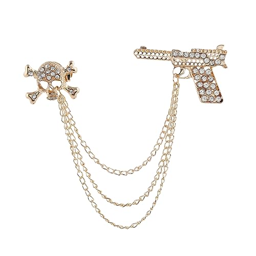 FOMIYES Vintage Strassbrosche mit Quastenkette für Herren Dangle Brosche für Anzug Hemd Besondere Anlässe zur Hochzeit von FOMIYES