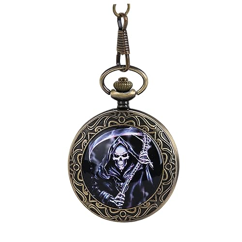 FOMIYES Taschenuhr Retro Vintage Mit Römischen Ziffern Weißem Ziffernblatt Und Geister-Optik Der Rückseite Kette Mit Clip Langlebige Legierung Für Täglichen Gebrauch Und Geschenke An Partn von FOMIYES