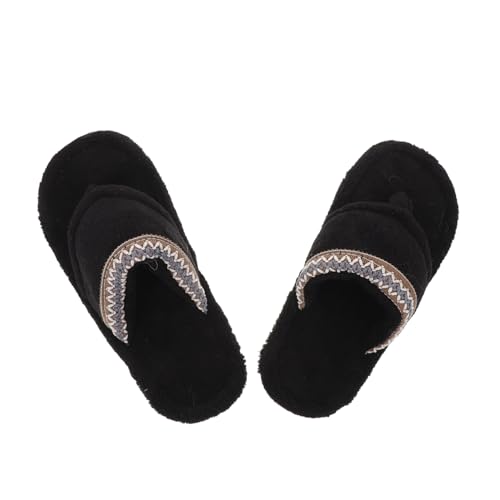 FOMIYES Warme Damen Hausschuhe Flip Flops Flauschige Bequeme Mules mit Dicker Sohle Atmungsaktive Leichte Pantoletten für Schlafzimmer und Sommer Schwarz von FOMIYES