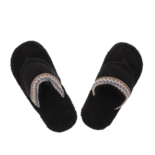 FOMIYES Warme Damen Hausschuhe mit Dicker Sohle Rutschfest Atmungsaktiv Leicht und Bequem Kuschelige Indoor Pantoffeln für Herbst und Winter Schwarz von FOMIYES