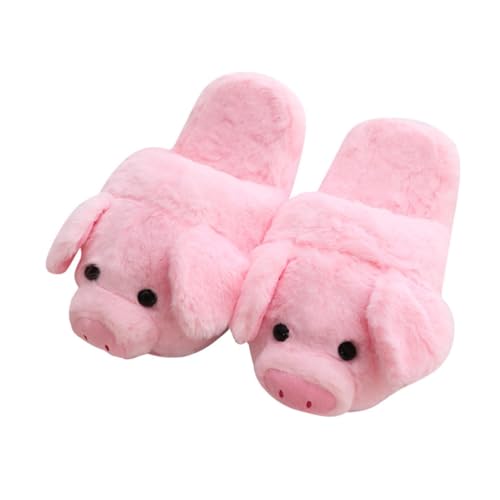 FOMIYES Warme Damen Plüsch Hausschuhe Schwein Design Rutschfeste Indoor Slipper Weiche Atmungsaktive Bodenpantoffeln Einheitsgröße Kuschelige Winter Schuhe für Zuhause von FOMIYES