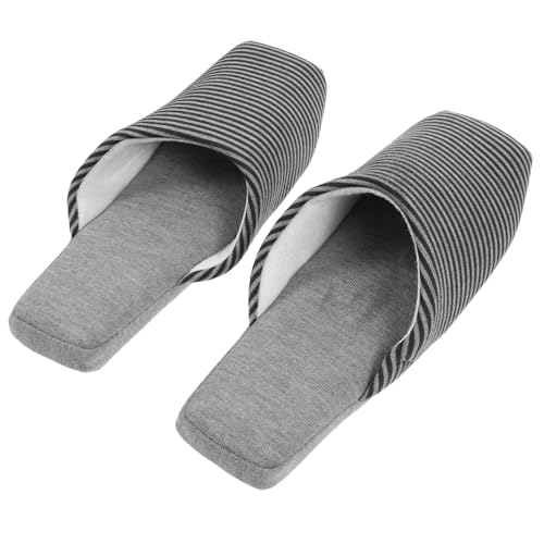 FOMIYES Warme Gestrickte Hausschuhe Herren Bequeme Rutschfeste Indoor Slipper mit Weichem Baumwollstoff Atmungsaktiv und Leicht für Zuhause Büro und Gäste Gestreift Quadratischer von FOMIYES