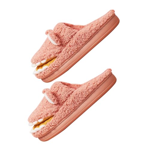 FOMIYES Warme Rutschfeste Hausschuhe für Herbst Winter Weiche Baumwoll Pantoffeln mit Langlebiger Sohle Gemütliche Cartoon Krokodil Design Hausschuhe für Damen und Herren von FOMIYES