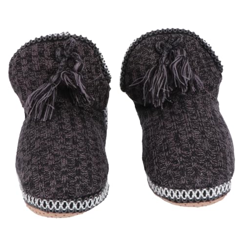 FOMIYES Warme Weiche Hausschuhe mit Dicker Plüschfütterung Rutschfest Slip Pantoletten für Damen und Herren Kuschelige Indoor Sockenstiefel für Herbst und Winter Schwarz von FOMIYES