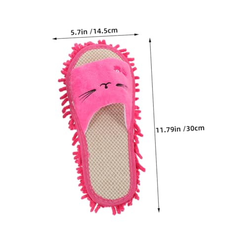 FOMIYES Waschbare Mop-slipper für Frauen Mikrofaser Reinigungs-hausschuhe mit Rutschfester Sohle Weiche Leichte Hauspantoffeln in Rosa Cartoonmotiv Wiederverwendbar für Müheloses von FOMIYES