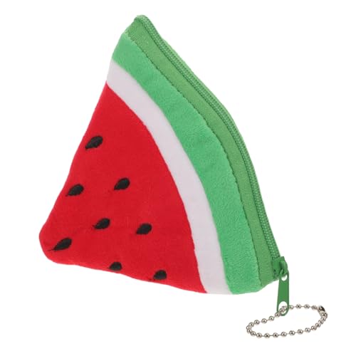 FOMIYES Wassermelonen-Geldbörse Geldbeutel Schlüsselbund Halter schlank Geldbörse mit Reißverschluss kleine Münzbeutel kleine Damen Schlüsselbeutel Plüsch rot von FOMIYES